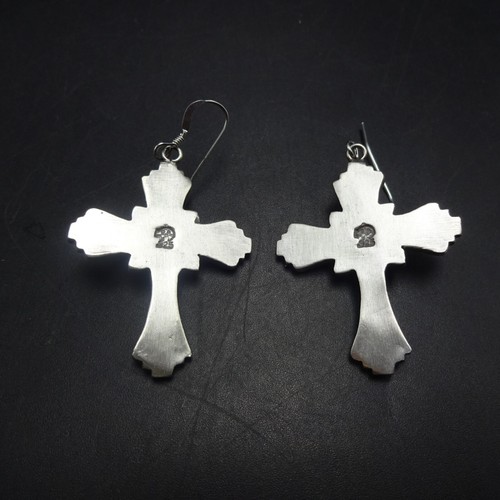 PENDIENTES COLGANTES CRUZADOS LOUISE JOE Navajo CORAL ROJO Plata Esterlina Oso Correr - Imagen 7 de 17