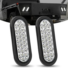 Nilight 6Inch Oval Trailer Tail Light 2PCS White 24LED Back Up Reverse Light