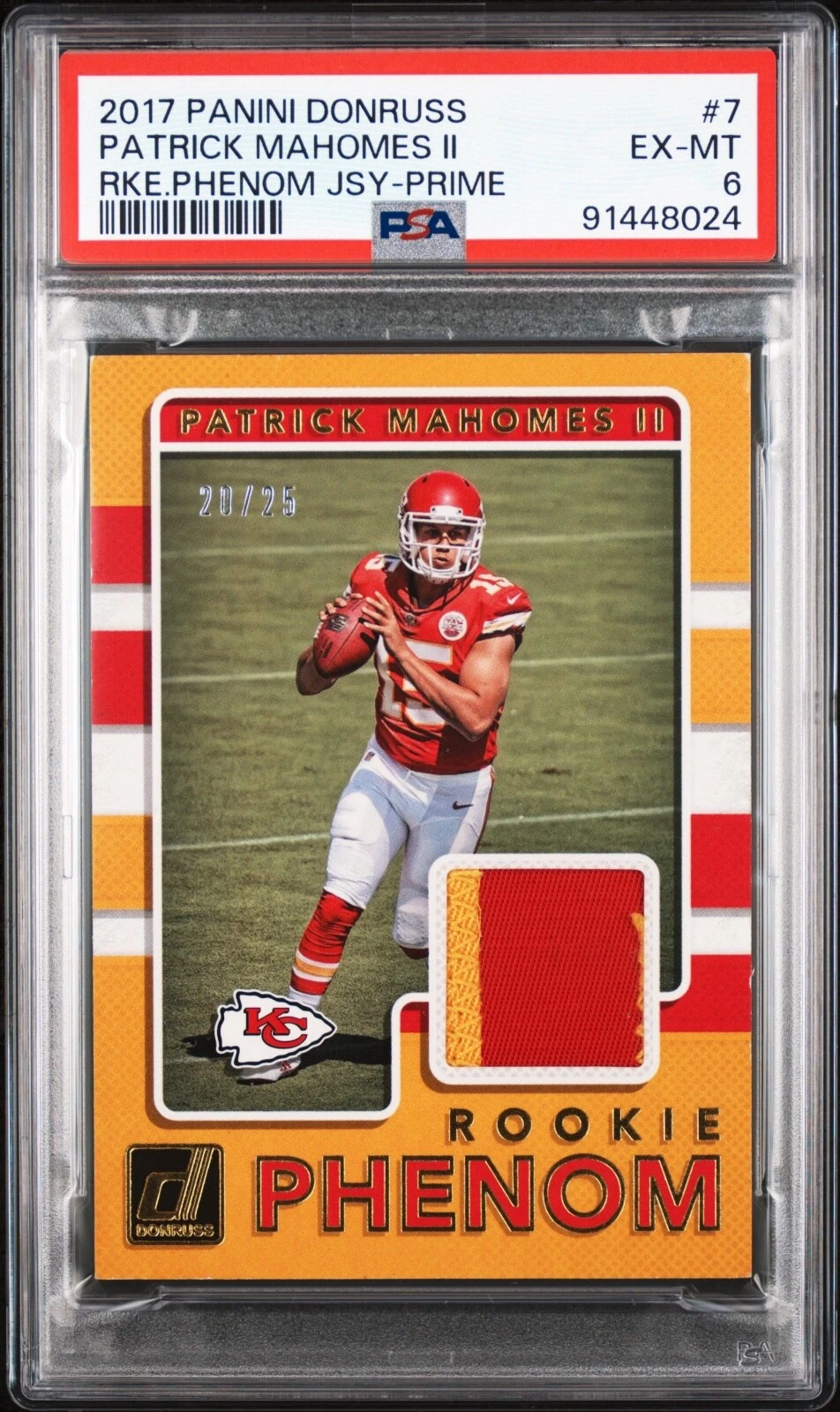Patrick Mahomes Panini Donruss Rookie Phenom Jerseys #7 Prime