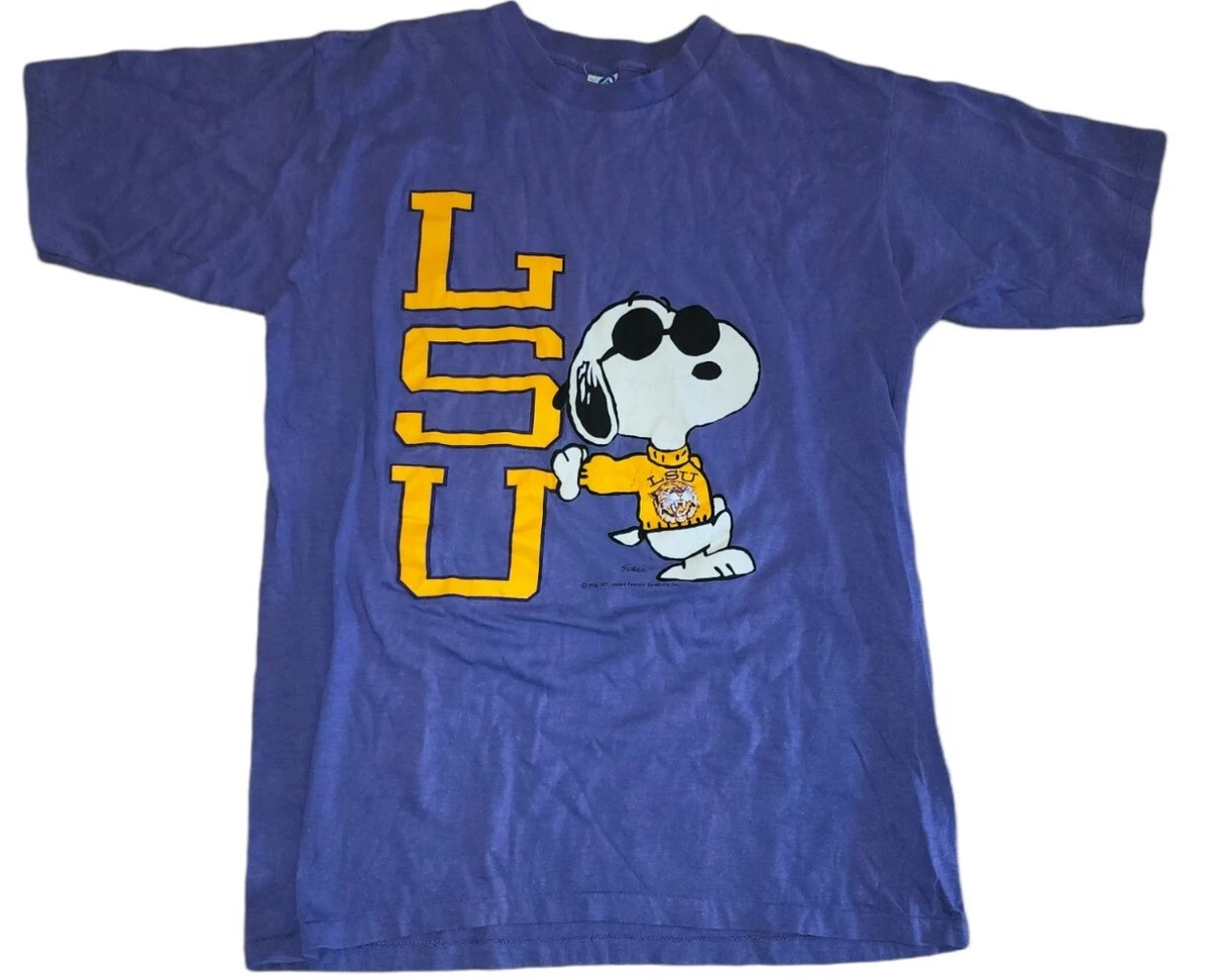 Vintage PEANUTS Snoopy T shirt Joe cool Artex LSU Tigers 1971 single  Stitched | eBay