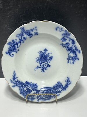 W & E Corn Flow Blue MONA Rimmed Soup Bowl 9'' RARE