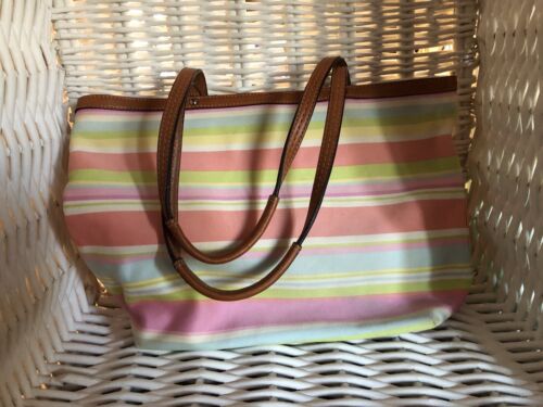 Coach Hampton Pastel Multi color Striped Tote Bag Large travel bag - Photo 1 sur 5