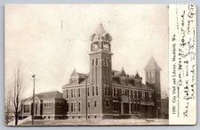 City Hall & Library Marshfield WI C1900's UDB Postcard V1