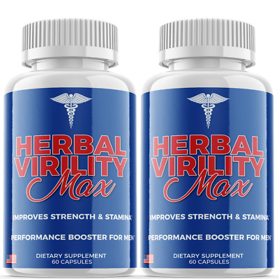 (2 Pack) Herbal Virility Max Men Pills for Male Support & Energy (120 Capsules) 