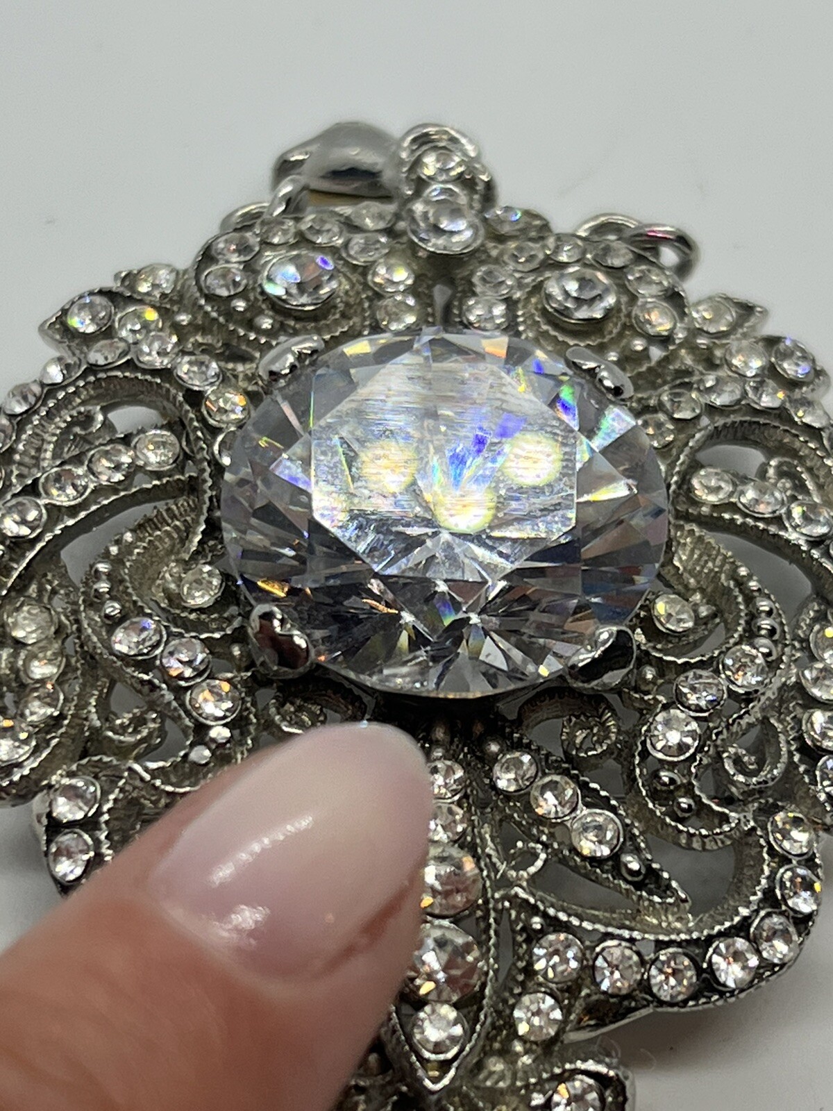 Silver tone clear rhinestone designer inspired br… - image 15