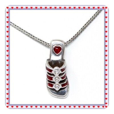 Brighton Emma Shoe Red Silver Heart Pendant Necklace