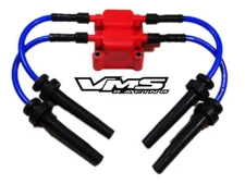 VMS RACING SPARK PLUG WIRES IGNITION COIL FOR 96-99 MITSUBISHI ECLIPSE 2.0 BLUE