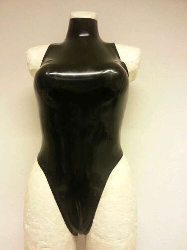 Rubber Latex Damen Stringbody Badeanzug mit Stehkragen Gr.XS-XXL - Foto 2 di 4