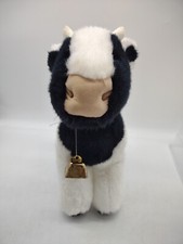 Vintage Dakin Cow Plush Stuffed Animal Toy Black  White with Cowbell 1988 Korea