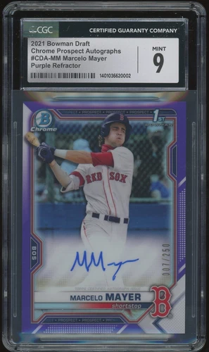 Marcelo Mayer 2021 1st Bowman Draft Chrome Auto Purple /250 #CDA-MM CGC 9 Mint