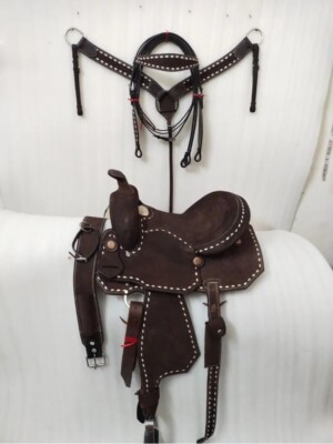 Beste Qualität Western Leder Barrel Rough Out Sattel mit Free Tack Set alle G...
