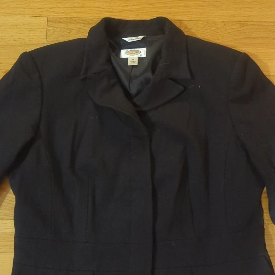 Talbots Blazer Talla 12 Negro Peplum Chaqueta Foto 4 de 4
