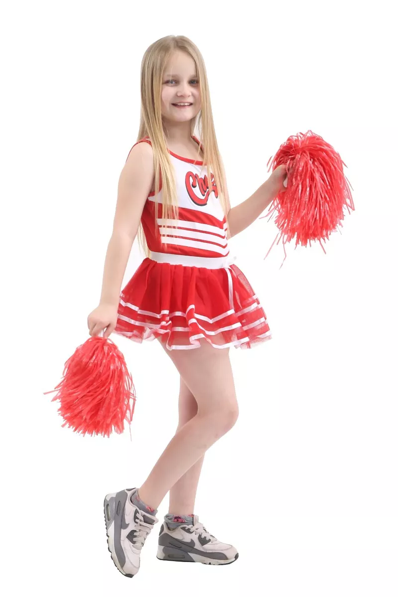 Kids Girl Cheerleader Costume High School Uniform Vest Top Skirt