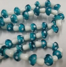 100PCS Lake blue color Mushroom Lampwork Glass Loose Beads Gb0004