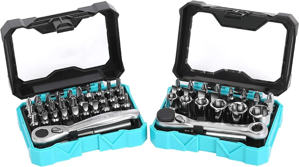 DURATECH 56PC1/4"Mini Ratchet Wrench&Screwdriver Bit Set 2Set-in-1w/Storage Case - Image 3 of 4