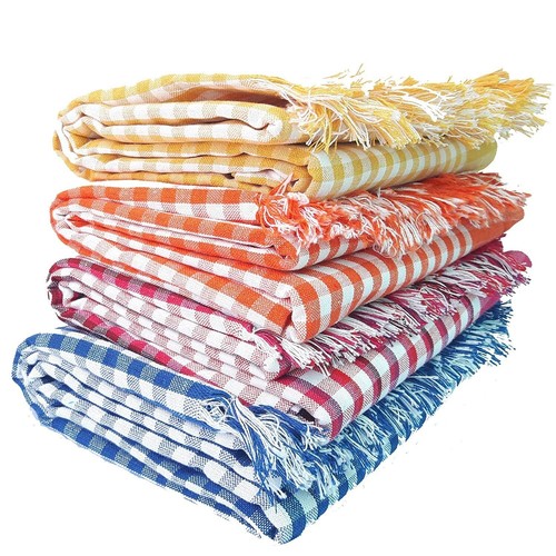 Cotton Bath Towels/Gamcha (Multicolor, 800 GSM, Size: 90 x 180cm, Set ...