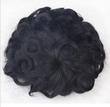100 Human Hair Curly Hairpiece Topper Top Clip Short Wigs Men Womens Hairpieces