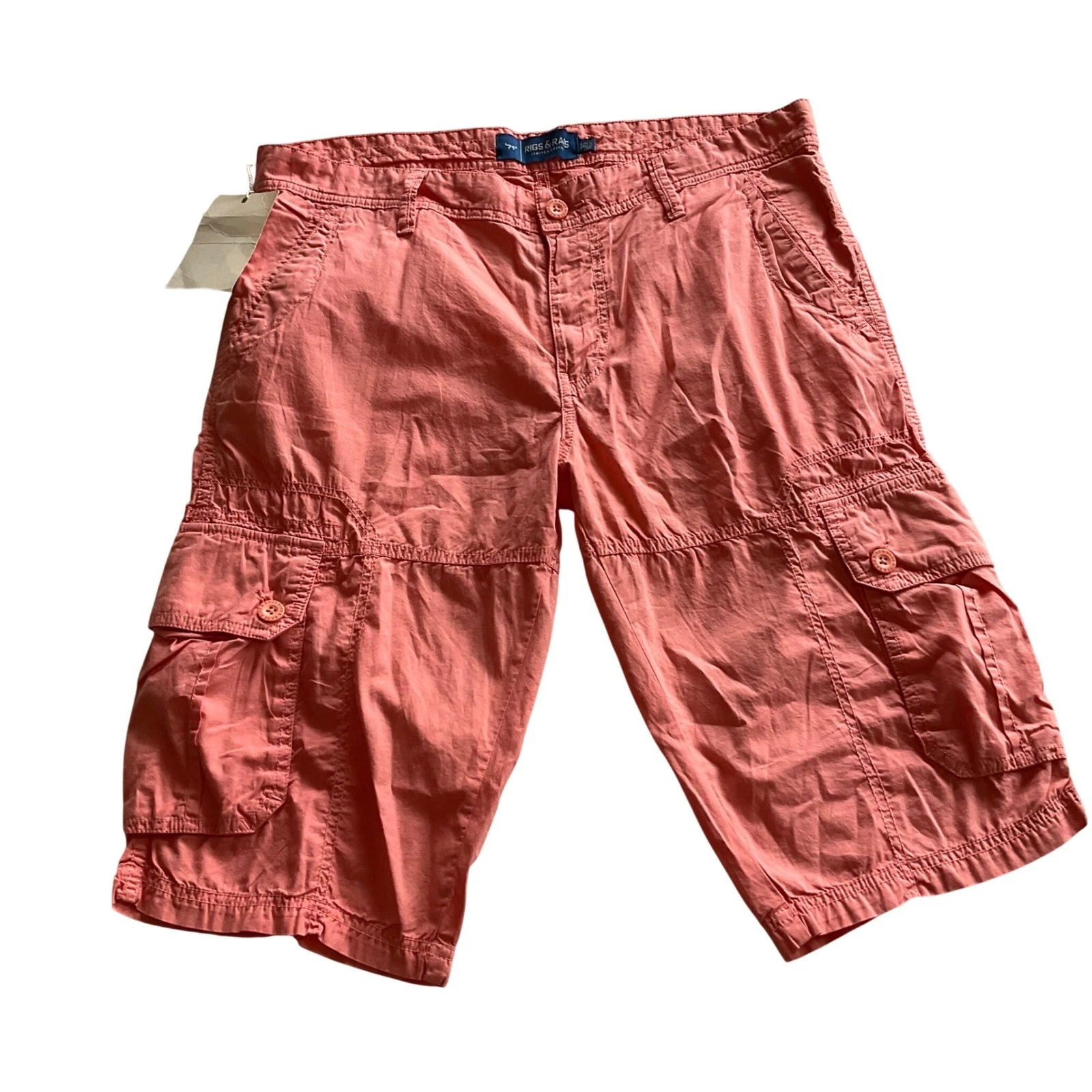 Rigs & Rags Cargo Shorts Mens 36 Pink Limited Edition 100% Cotton Utility