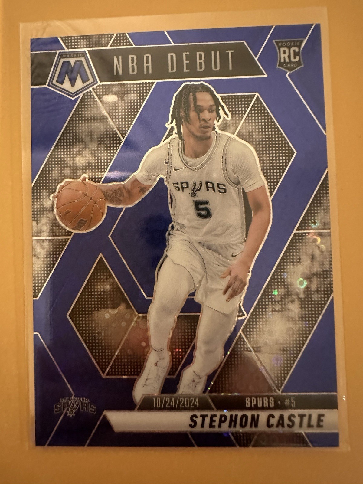 2024-25 Panini Mosaic Fast Break Stephon Castle #267 Blue Disco NBA Debut RC /85