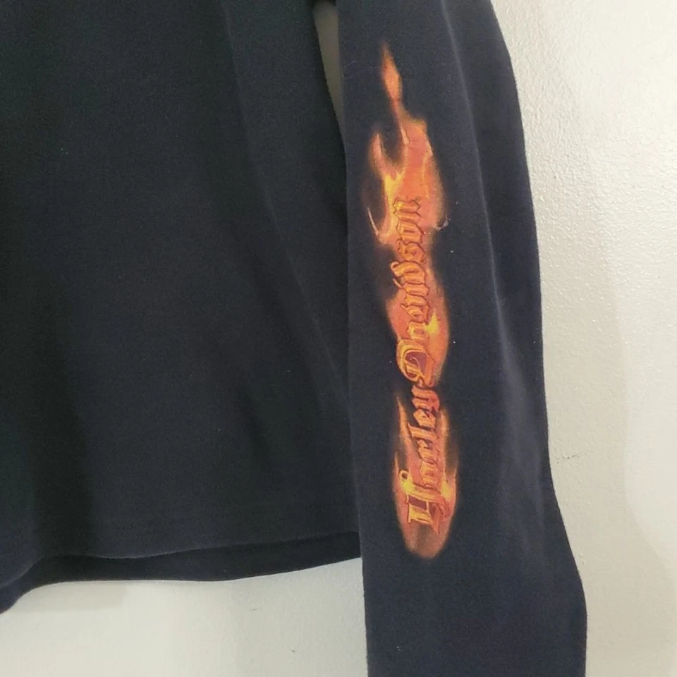 Blusa Harley Davidson Feminina Flame Manga Longa Tamanho XL Logotipos Manga Curta - Imagem 2 de 4