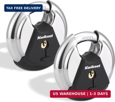 Discus Padlock 3-1/8 in High Security Outdoor Gate Lock Boron Shackle 2 Pack