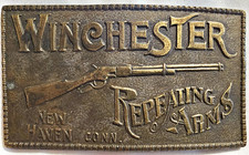 Vintage Winchester Repeating Arms Belt Buckle Metal 4x2.25"
