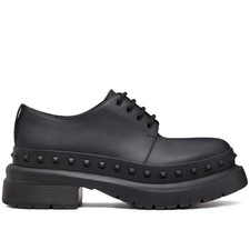 NIB Valentino Garavani Black M-Way Rockstud leather Derby shoes 42