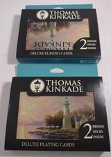 2 Pk. Thomas Kinkade Deluxe Playing Cards With 2 Bridge Decks/ Collectors Tin B1