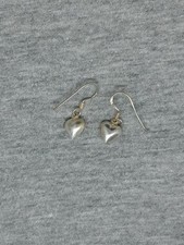 Vtg 925 Sterling Silver Hearts Pierced Dangle Drop Earrings .8"