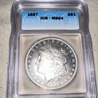 1887 Morgan Dollar ICG MS64 $1 Silver Coin Philadelphia