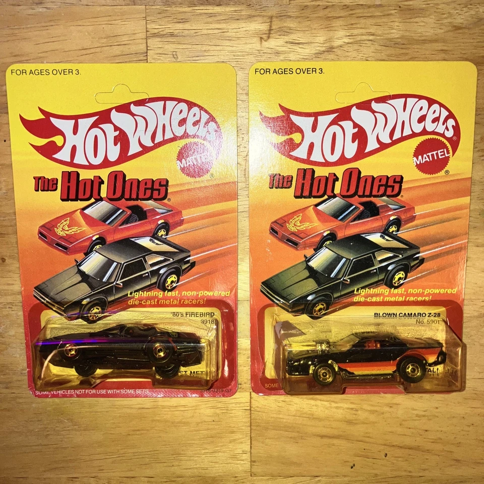 Hot Wheels 1980 Hot Ones 80 Firebird + Camaro soplado (juego de 2) sin perforar Foto 3 de 4