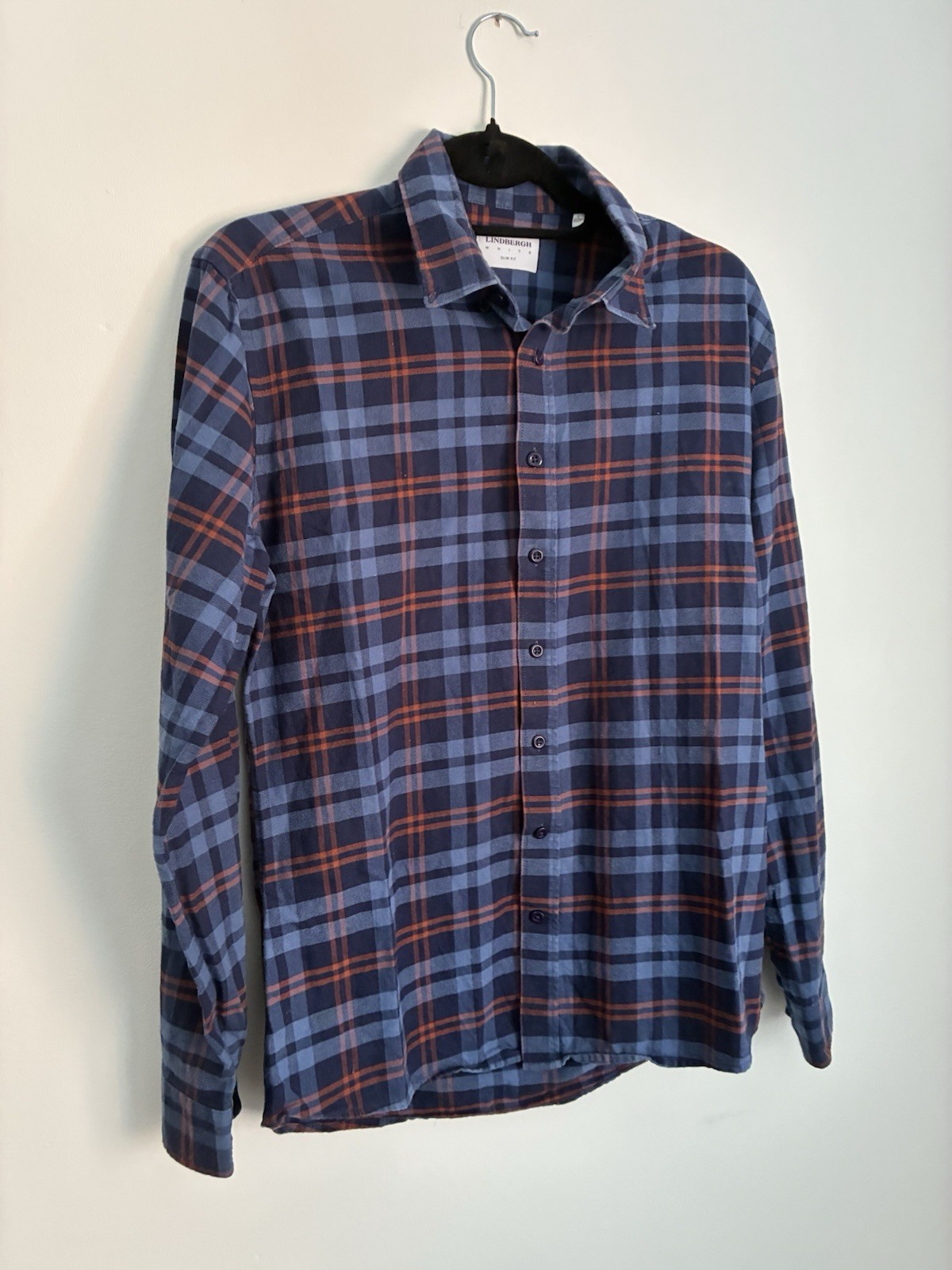Men’s Lindbergh Chequered Button Up Cotton Shirt Size Large image 2