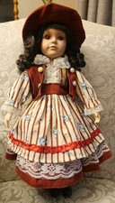 VTG Unbranded Brunette w/Curls Porcelain Doll -Head, Feet Hands 16" Soft Body