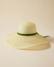 Vintage 1970s Sheer Wide Brim Sun Hat Pale Yellow Summer Hat Garden Party