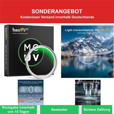 Haoge 43mm MC UV-Filter Objektivschutz für Leica Voigtlander
