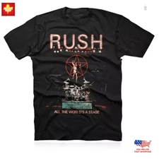 NEW Rush Band All the world's A Stage Inspired Unisex S-5XL T Shirt Gift For Fan