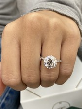 Diamond Engagement Ring IGI Certified VS1 F Round 4.22 Carat 14K White Gold