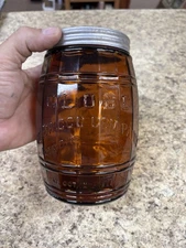 All Orig. Antique 1882 GLOBE Tobacco Company Light Amber Humidor Jar 