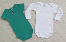 2 Petit Bateau Baby Body Gr. 81 ca. 18 Monate: Grün (Kurzarm) und Weiß (Langarm)