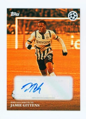 2024-25 Jamie Bynoe-Gittens Topps Simplicidad UEFA Orange Autographed Card 3/5