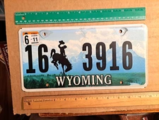 License Plate, Wyoming, 2011, 16 (small Johnson County) 3916