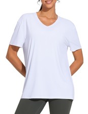 Women's Short Sleeve Loose Fit T Shirts Basic Summer Casual V-Neck Breathable...