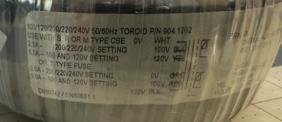 Toroidal Transformer 904.1202 B04315235  100/120/220/240V  4.4/3.6/2.0/1.8 amps - Image 4 of 4