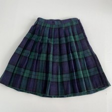Children  s kilt skirt wool pleated 20W 19L VNT green blue plaid