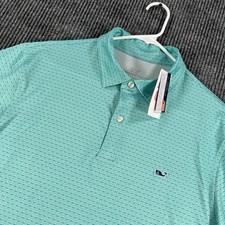 Vineyard Vines Performance Polo Shirt Mens Medium Green Geometric Dot New