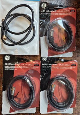 4 75 ohm TV antenna connection cables 3 sealed 1 w/gold connectors.A the extra 