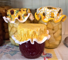 Set of 3 Handmade Fabric Mason Jar Sourdough Starter Bonnets Covers Ball Kerr