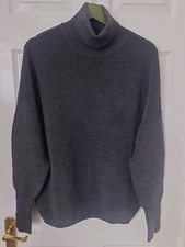 Paisie @ Plumo Grey Roll Neck Ribbed Jack Jumper Oversized Boxy Size L/XL