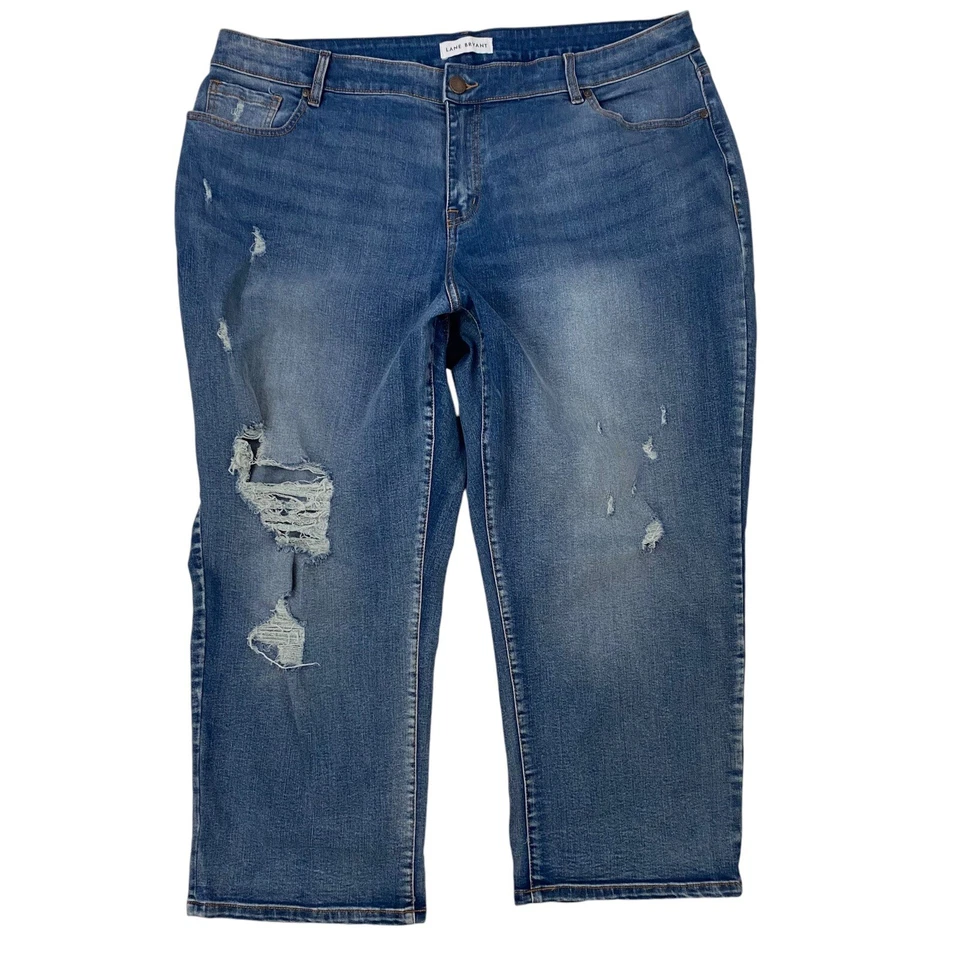 Lane Bryant Mid rise boyfriend Distressed Capri Jeans women's 18 - Image 3 of 4