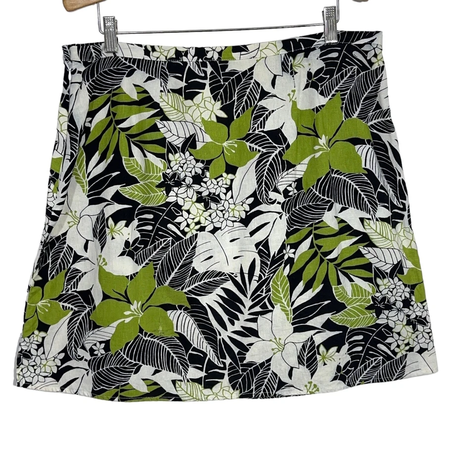 Falda Jaclyn Smith Lino Bld Talla 16 Floral Cuentas Lentejuelas Trabajo Viaje Informal Foto 2 de 4